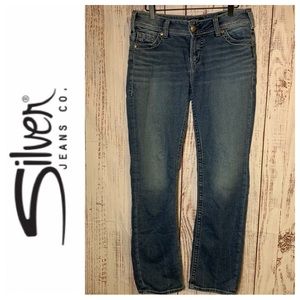 “Joga” Super Soft “Suki” Straight Leg Jeans  { Silver }